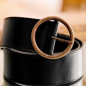 Sezane Alicia black belt brass hardware leather